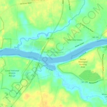 North Chesapeake City topographic map, elevation, terrain