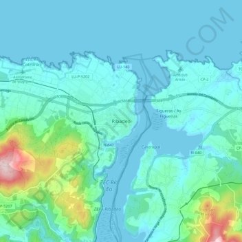 Ribadeo topographic map, elevation, terrain