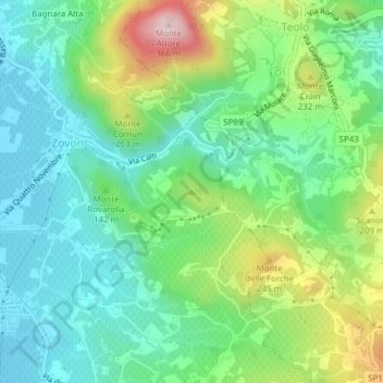 Campolongo topographic map, elevation, terrain