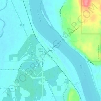 Usk topographic map, elevation, terrain