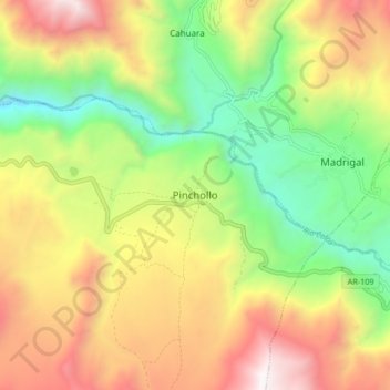 Pinchollo topographic map, elevation, terrain