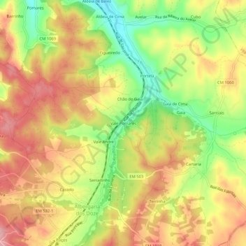 Vale Pomares topographic map, elevation, terrain