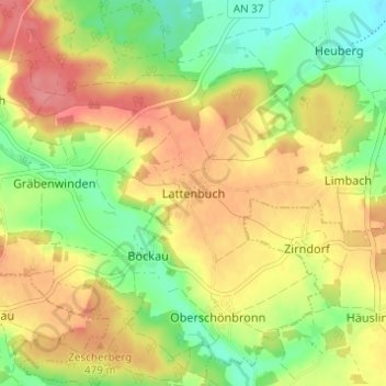 Lattenbuch topographic map, elevation, terrain