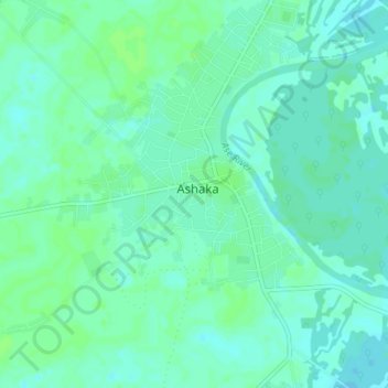 Ashaka topographic map, elevation, terrain