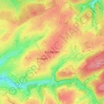 Rocherath topographic map, elevation, terrain