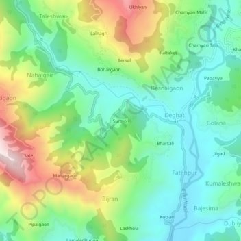 Surmoli topographic map, elevation, terrain
