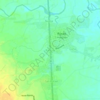 Bantug topographic map, elevation, terrain