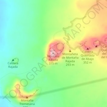 Montaña Rajada topographic map, elevation, terrain