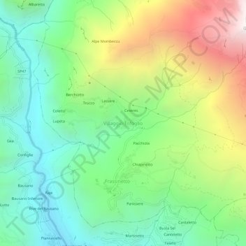 Villaggio Trifoglio topographic map, elevation, terrain