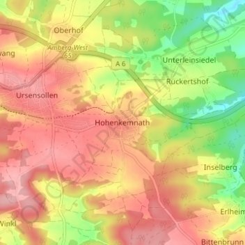 Hohenkemnath topographic map, elevation, terrain