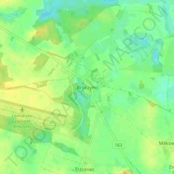 Broczyno topographic map, elevation, terrain