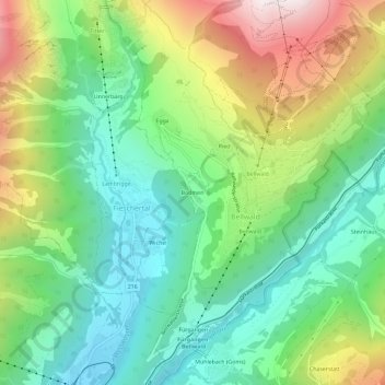 Bodmen topographic map, elevation, terrain