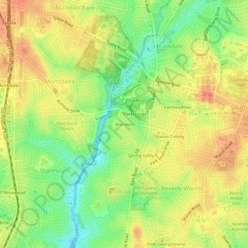 Brandon topographic map, elevation, terrain