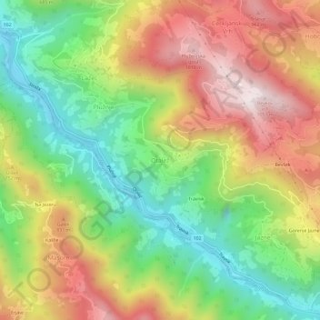 Otalež topographic map, elevation, terrain