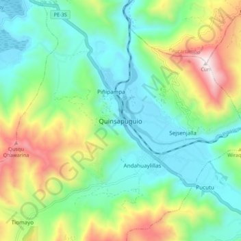 Quinsapuquio topographic map, elevation, terrain