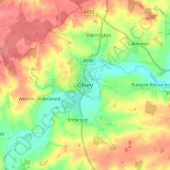 Olney topographic map, elevation, terrain