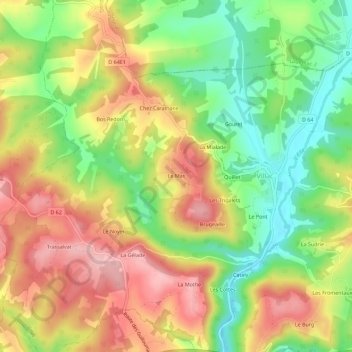 Le Mas topographic map, elevation, terrain