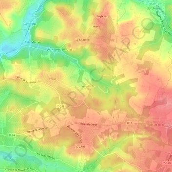 Moutille topographic map, elevation, terrain