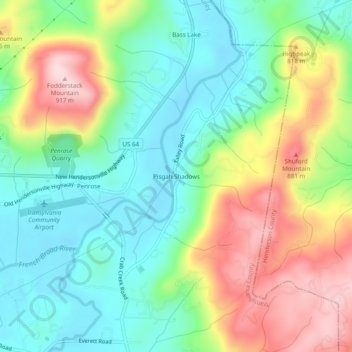 Pisgah Shadows topographic map, elevation, terrain