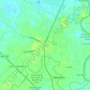 El Tejar topographic map, elevation, terrain