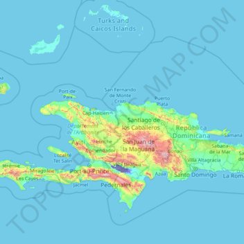 Dajabón topographic map, elevation, terrain