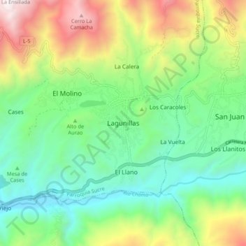 Lagunillas topographic map, elevation, terrain
