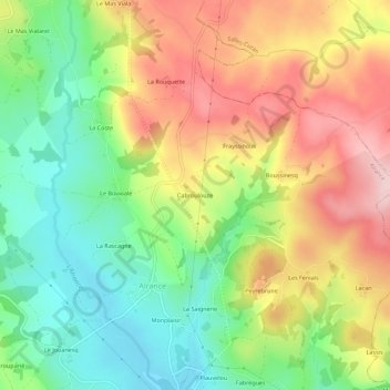 Cabroulouze topographic map, elevation, terrain