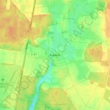Ridders topographic map, elevation, terrain