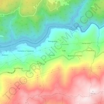Louredo topographic map, elevation, terrain
