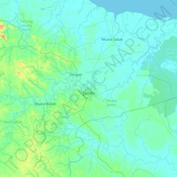 Danau Sipin topographic map, elevation, terrain