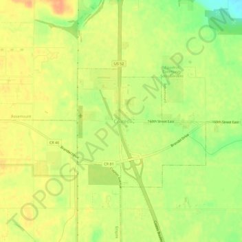 Coates topographic map, elevation, terrain