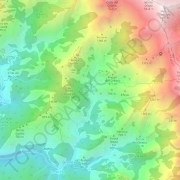 Resceto topographic map, elevation, terrain