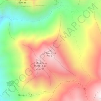 Y Mountain topographic map, elevation, terrain