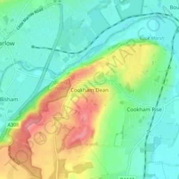 Cookham Dean topographic map, elevation, terrain