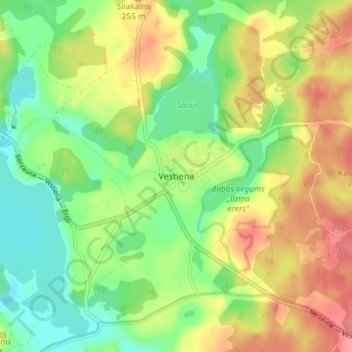 Vestiena topographic map, elevation, terrain