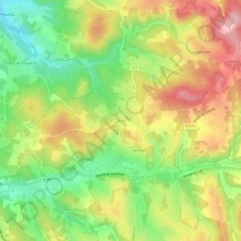 Tauty topographic map, elevation, terrain