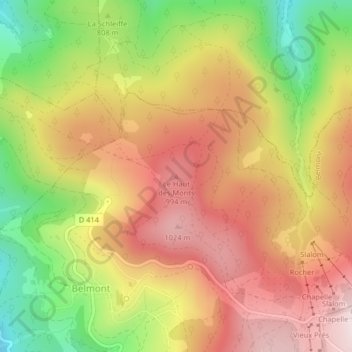 Le Haut des Monts topographic map, elevation, terrain