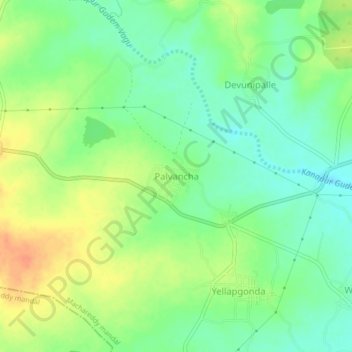 Palvancha topographic map, elevation, terrain