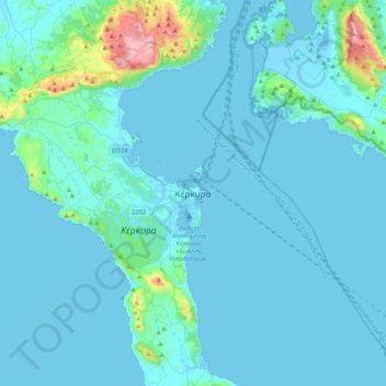 Corfu topographic map, elevation, terrain