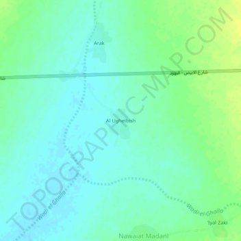 Al Ugheibish topographic map, elevation, terrain