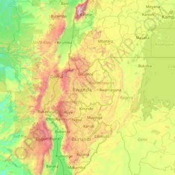 Kigali City topographic map, elevation, terrain
