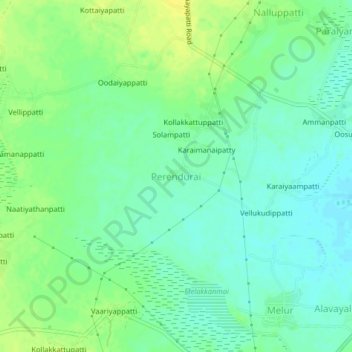 Perendurai topographic map, elevation, terrain