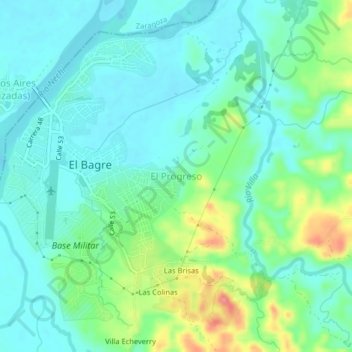 El Progreso topographic map, elevation, terrain