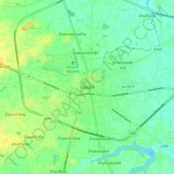 Roi Et topographic map, elevation, terrain