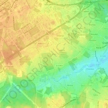 Ornon topographic map, elevation, terrain