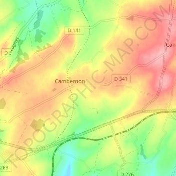 Isigny topographic map, elevation, terrain