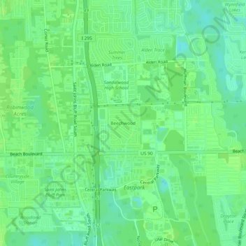 Beechwood topographic map, elevation, terrain