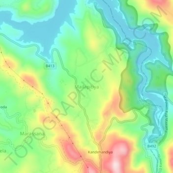 Mailapitiya topographic map, elevation, terrain