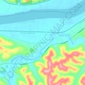 Garrison topographic map, elevation, terrain