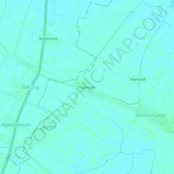 Ngampel topographic map, elevation, terrain